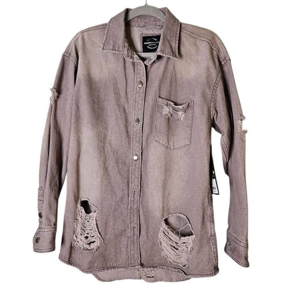 American Bazi mens gray denim shirt jacket. Size M. NWT.
